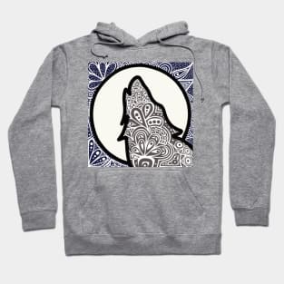 Zentangle Wolf Howling at the Moon - LaurensColour Hoodie